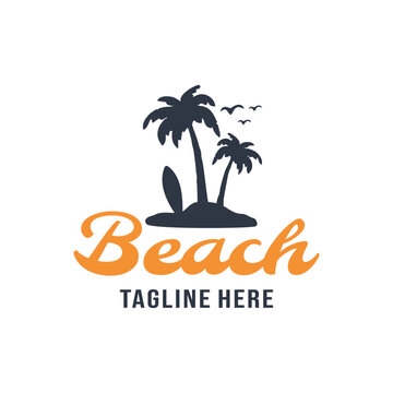 beach holiday surf logo template illustration