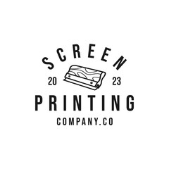 vintage logo line screen printing template illustration - obrazy, fototapety, plakaty