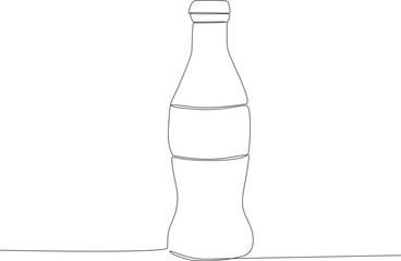 Single continuous line drawing bottle drink. Fast Food

