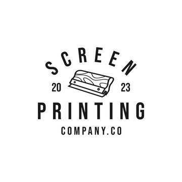 vintage logo line screen printing template illustration