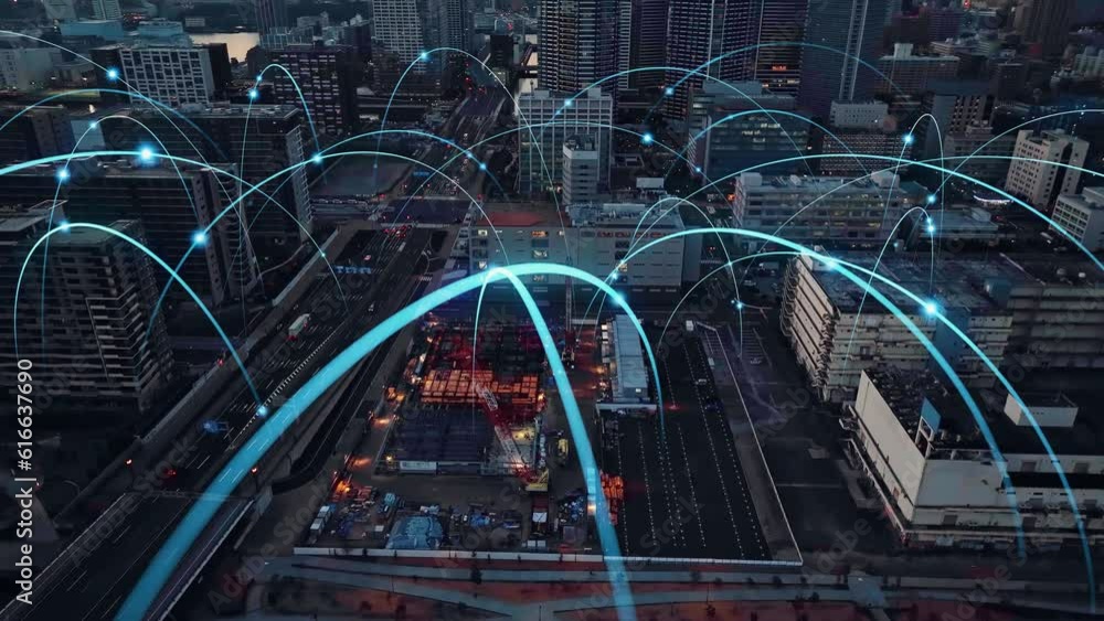 Leinwandbilder modern cityscape and communication network concept. telecommunication. iot (internet of things). 5g.