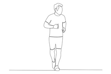 Vector continuous line drawing of a man doing running sport vector illustration premium vector
