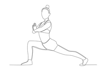Fototapeta na wymiar Vector yoga girl single line art drawing continues line vector illustration 