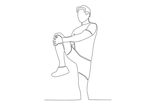 Vector continuous line drawing of a man doing running sport vector illustration premium vector
