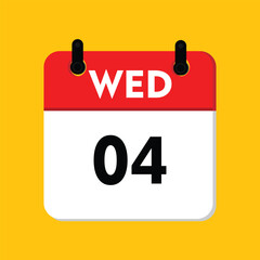 calender icon, 04 wednesday icon with yellow background