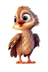 Cute baby Buzzard in Cartoon Style on white background - generative AI
