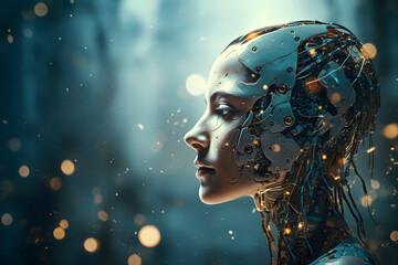 Robotic Woman. AI Generated.