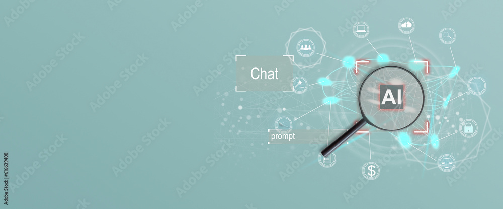 Poster concept smart search. searching information data on internet networking concept. ai(artificial intel