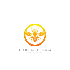 Bee  Gradient color logo  and white Background. Honey bee logo. Hand drawn engraving style illustrations. Bee logo vector minimalist graphic vector. 