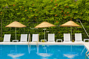 swimming pool in hotel in summer