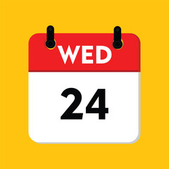 calender icon, 24 wednesday icon with yellow background