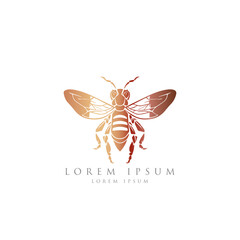 Honey bee logo. Hand drawn engraving style greaphic illustrations. Bee logo vector minimalist graphic vector. 
