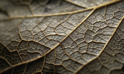  a close up view of a leaf's vein pattern.  generative ai