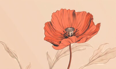  an orange flower with a pink background and a white background.  generative ai