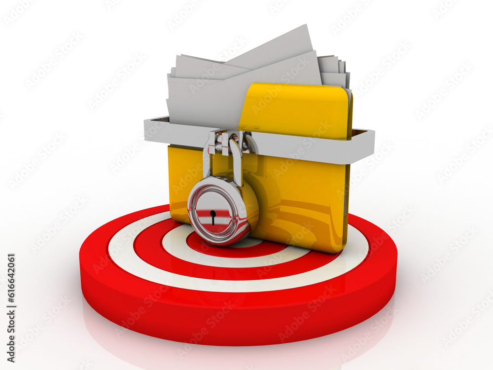 Poster 3d rendering folder lock with target