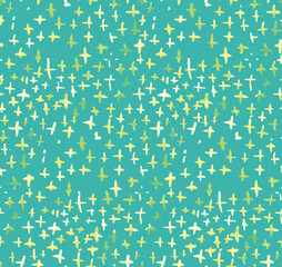 Seamless Pattern of Watercolor Bright Green, Yellow and Navy Splashes.