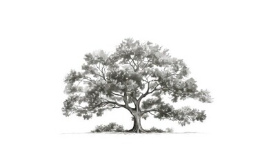  a black and white drawing of a tree on a white background.  generative ai