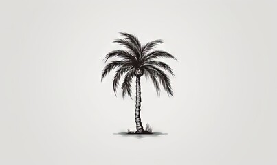 Fototapeta na wymiar a drawing of a palm tree on a white background with a black outline. generative ai
