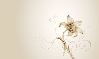  a white flower on a beige background with a swirly design.  generative ai
