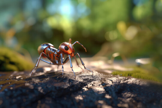 Small robot ant in the nature. Generative AI art