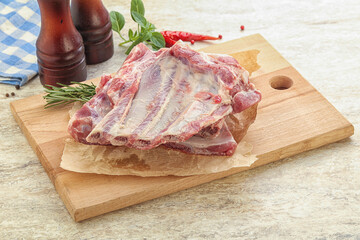 Raw pork ribs for cooking