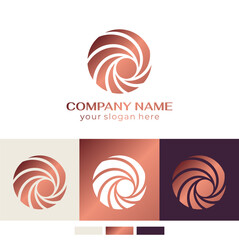 Round spiral logo. Swirling elegant waves of fabric. Template for creating a unique luxury design, logo, fashion, studio, boutique, spa center