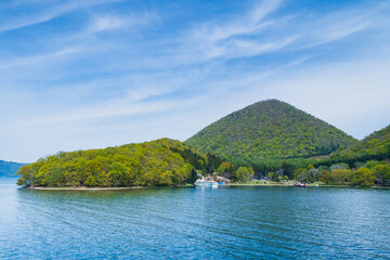 北海道、洞爺湖の中島の風景