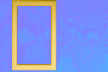 Yellow frame with black place for text on blue violete cloudy background