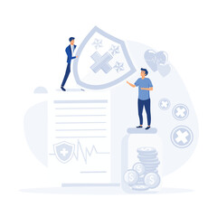 Health insurance concept,  finance and medical service. flat vector modern illustration