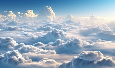  a view of the sky from a plane window of clouds. generative ai