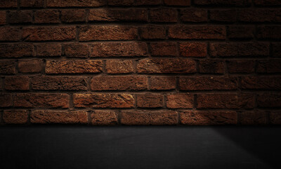 Black floor with shadow stone wall product display background template