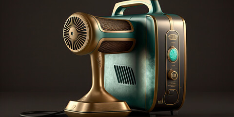 Fototapeta premium A handheld steamer on a dark background - Generative AI