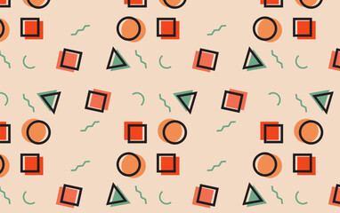 seamless pattern geometric Memphis retro vector art