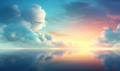 Fototapeta na wymiar Horizon clouds sky, in the style of dreamlike illustration, Illustration AI Generative.