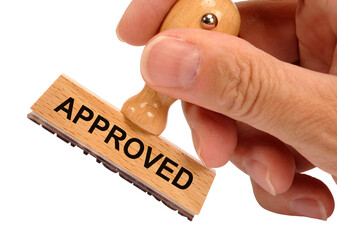 approved printed on rubber stamp isolated over transparent background