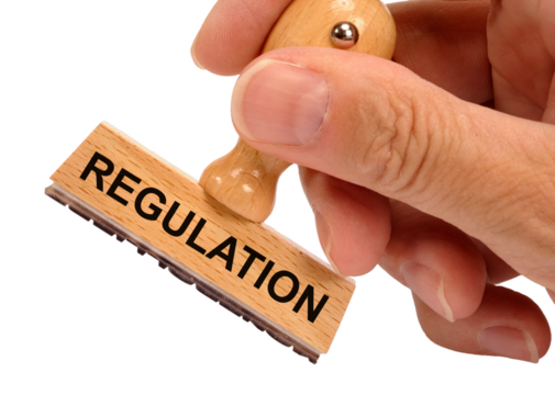 regulation printed on rubber stamp isolated over transparent background