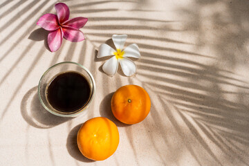 Cup Espresso under the palm shade.