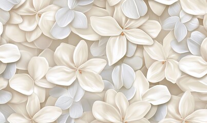  a bunch of white flowers on a beige background with white petals.  generative ai