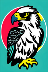 graphic for a t shirt featuring a cute eagle wearing sunglasses