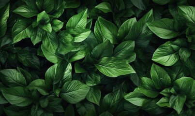  a close up of a bunch of green leaves on a wall.  generative ai