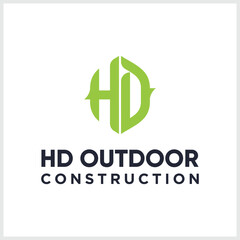 Initial Letter HD Logo. HD Stock Letter Logo design.
