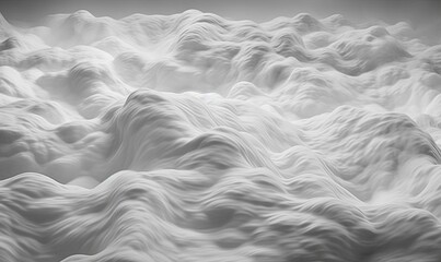 Obraz premium a black and white photo of a mountain range with clouds. generative ai