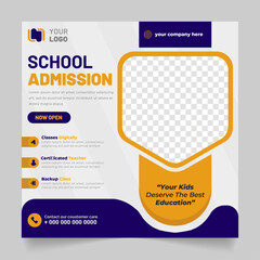 back to school education admission social media post and web banner template - obrazy, fototapety, plakaty