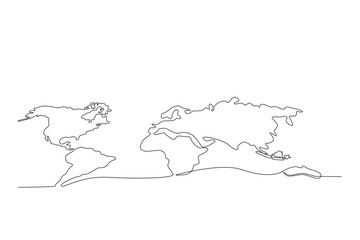 Political Map of the world. Continuous one line drawing of world atlas minimalist vector illustration design. simple line modern graphic style. Hand drawn graphic concept for education
