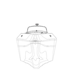 Outline Speedboat isolated vector illustration. Luxury and expensive boat.