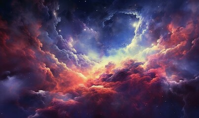 a colorful sky filled with clouds and stars in the night. generative ai