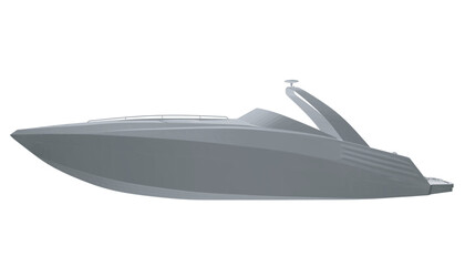 Polygonal gray Speedboat isolated vector illustration. Luxury and expensive boat. 3D.