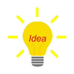 Vector illustration of a light bulb with the inscription Idea on a white background, made in a flat style
