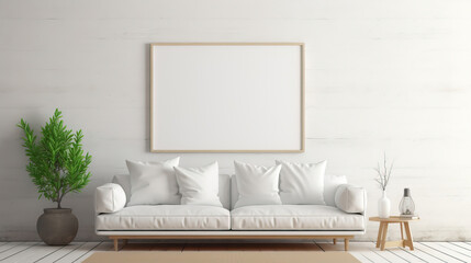 Fototapeta premium Mock up frame in home Interior Background , Mockups Design 3D, HD