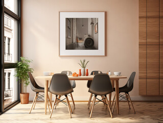 Mock up frame in cozy Modern Dining Room, Mockups Design 3D, HD